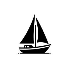 Fototapeta premium Black silhouette of a sailbot, editable vector SVG, generated with AI