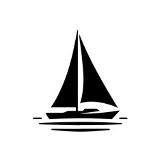 Black silhouette of a sail ship, editable vector SVG, generated with AI