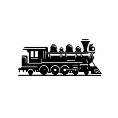Fototapeta premium Black silhouette of steam locomotive, editable vector SVG, generated with AI