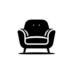Black silhouette of arm chair, editable vector SVG, generated with AI