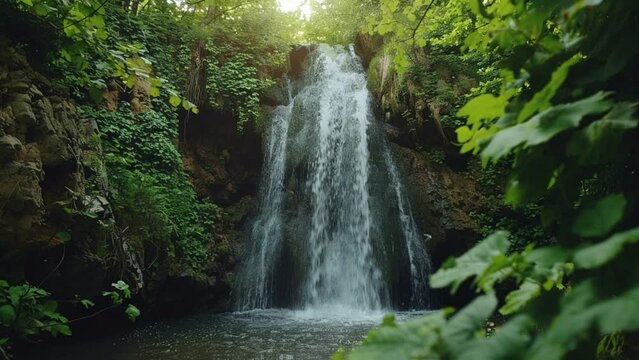 waterfall in the forest. seamless looping 4k animation video background 