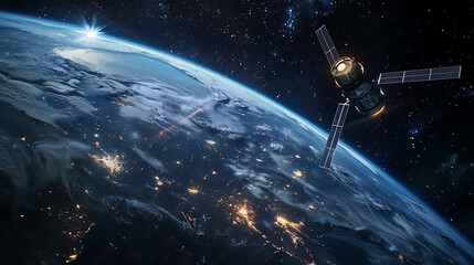 a satellite orbiting Earth against the backdrop of space