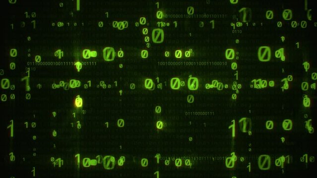 Green Binary Code Numbers 0 1 Loop - Artificial Intelligence Technology Background