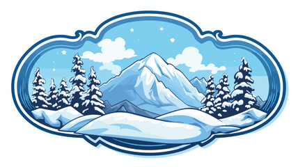 Emblem with snowboarding symbols. Winter sport labe