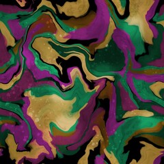 Abstract Digital Painting Watercolor Liquid Marble Fluid Seamless Geometric Wavy Pattern with Tie Dye Marble Background