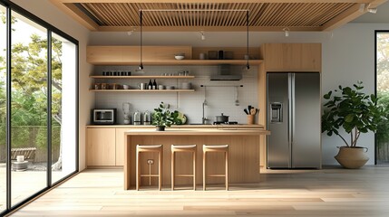 Nature Infused Japandi Kitchen Kitchen with natural element