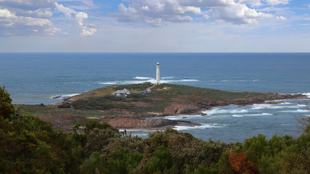 Cape Leeuwin Lighthouse, the tallest lighthouse on mainland Australia, situated at the most south-westerly point of Australia, at the tip of a peninsula where the Southern and Indian Ocean meet.