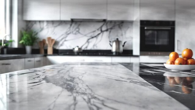 Enhance your product displays in a sleek kitchen environment, with shifting natural light, an upscale marble table, and stylish plant decor, all rendered in high-definition 4k for maximum impact.
