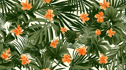 a bunch of orange flowers sitting on top of a green leafy plant covered in lots of leafy green leaves.