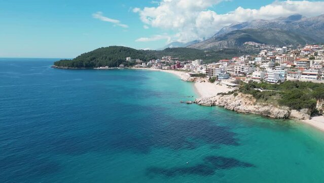 Aerial view over Himar&euml; beach in Albania