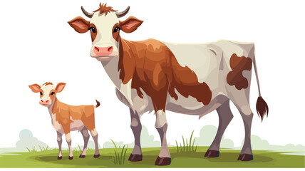 Farm animal. Cows different breeds. Cute cow 