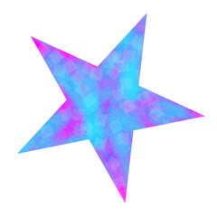 5-point black outlined cyan and magenta random gradient filled star awaiting your photo, graphic or text