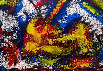 Hand painted abstract artwork. Colorful modern painting. Acrylic painting on canvas. Brush paintrf...