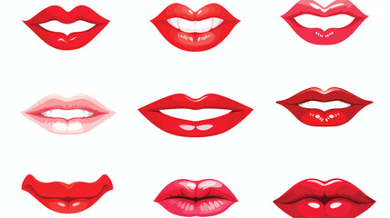 Fototapeta na wymiar Female lips set. Mouths with red lipstick in variety