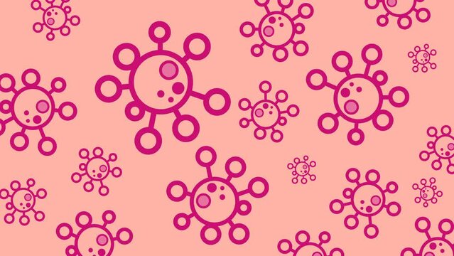 virus or bacterium cells cartoon background animation flat