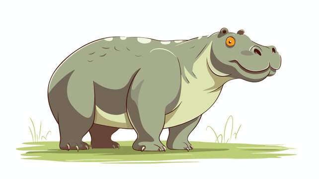 Flat color style cartoon hippopotamus Flat vector f