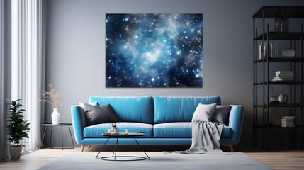 a gradient canvas adorned with celestial blues and shimmering silver, capturing the ethereal beauty of a starlit night sky.