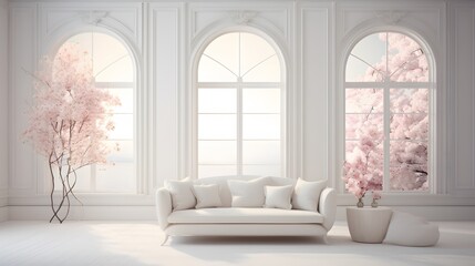 a realm of pure elegance, where subtle gradients blend seamlessly against a backdrop of pristine white. Let the beauty of simplicity captivate your senses in this breathtaking composition. - obrazy, fototapety, plakaty