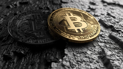 A broken or cracked Bitcoin. Concept of a cryptocurrency market crisis - 762829563