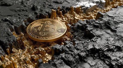 A broken or cracked Bitcoin. Concept of a cryptocurrency market crisis - 762829571