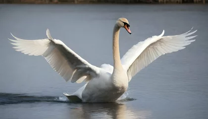 Foto op Aluminium A Swan With Its Wings Half Opened Gliding Gracefu Upscaled 5 © Lamia