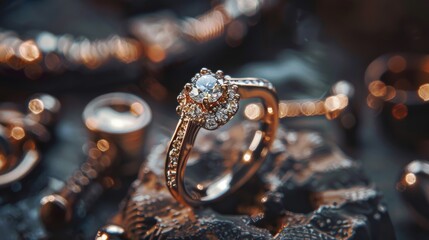 A demonstration of the intricate process of handcrafting jewelry, particularly the skillful addition of a diamond to a ring, showcased in a close-up view