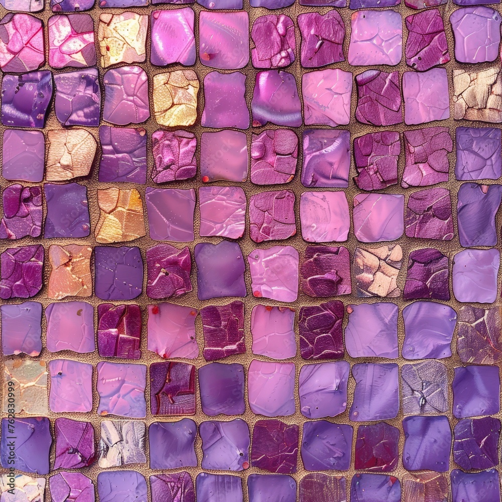 Aufkleber detailed view of intricate purple and gold mosaic tile, showcasing a luxurious and regal design with