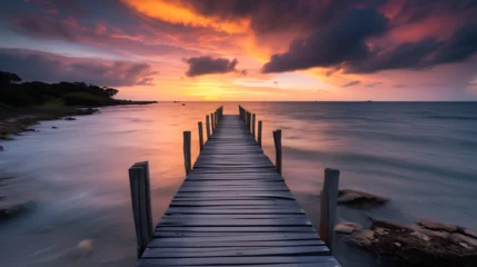 Zelfklevend Fotobehang Beautiful sunset on the pier © macattack