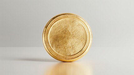 A distinguished golden seal, presented in isolation against a pure white background, symbolizing authenticity and excellence - obrazy, fototapety, plakaty