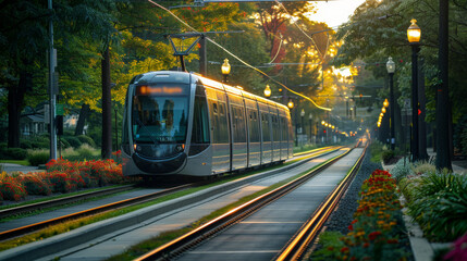 Naklejka premium Transport sustainability drives eco-conscious choices, championing public transit, carpooling, biking, and walking to minimize ecological impact. 