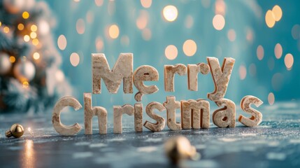 Beige Marble Merry Christmas concept creative horizontal art poster.