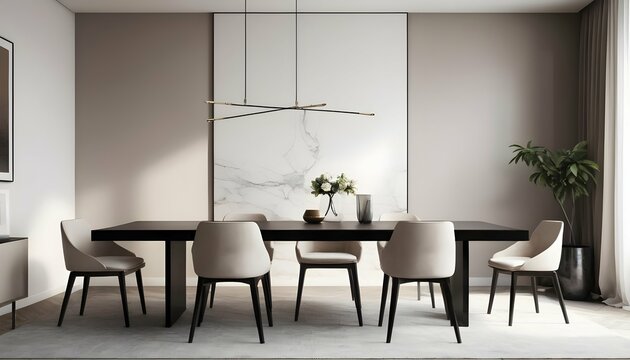 Elegant Minimalistic Dining Room With Sleek Furni Upscaled 2