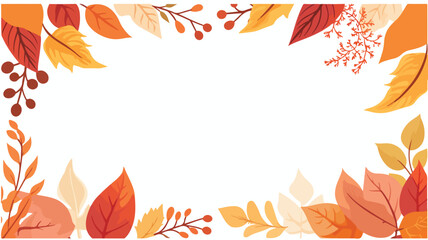 Fototapeta na wymiar Frame with autumn leaves. Illustration with various