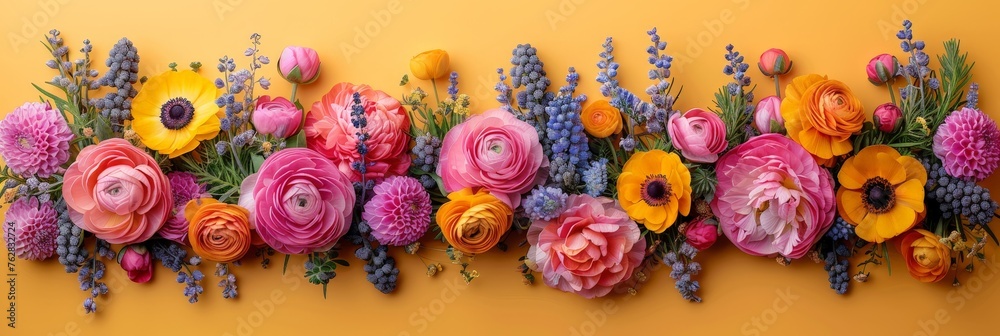 Aufkleber A vivid array of colorful flowers cascading down a wall, creating a striking and vibrant display