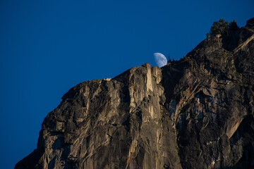 Moonrise Over Steep Canyon Wall