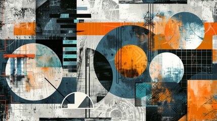  KS.Abstract geometric background with various shapes