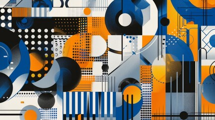  KS.Abstract geometric background with various shapes