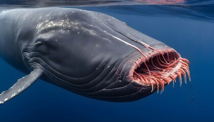 A Blue Whale With Its Mouth Full Of Krill The Tin Upscaled 4 - obrazy, fototapety, plakaty
