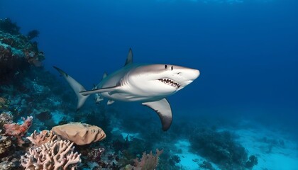 Fototapeta na wymiar A Hammerhead Shark Hunting Near A Coral Bommie Upscaled 7 2