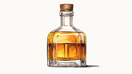 Full Jamaican rum bellied bottle sketch style vector - obrazy, fototapety, plakaty