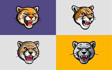 Fierce tiger head Logo illustration set. Generative AI.