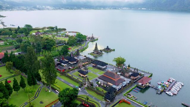 Pura Danau Baratan Lake view from drone