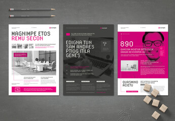 Black and White Business Flyer Template with Pink Accents