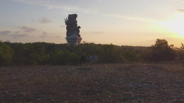 Garuda Wisnu Kencana statue / gwk statue in Bali view from drone