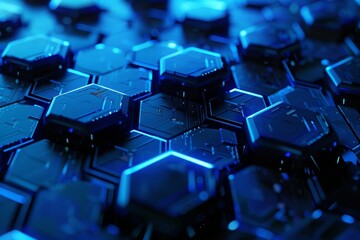Fototapeta premium Abstract hexagon technology, concept, sci-fi, hi-tech, futuristic, illustration, blue background. 
