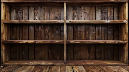 Blank wooden bookshelf