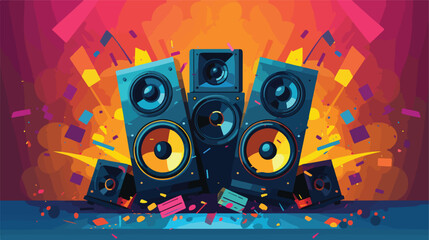 Illustration of sound speakers. Image for party  - obrazy, fototapety, plakaty