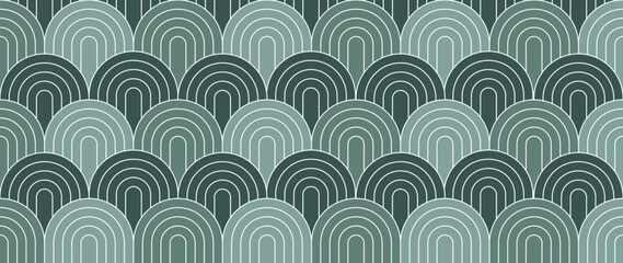Abstract geometric pattern design background vector. Wallpaper design with geometric shape and white line on green. Modern and trendy illustration perfect for decor, cover, print, banner, interior.