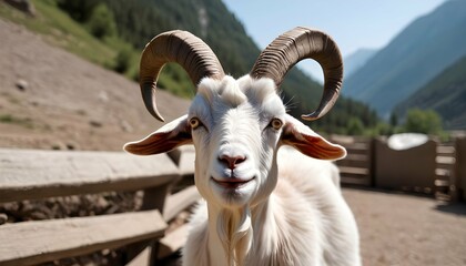 A Goat With Its Horns Raised Ready To Defend Upscaled 6