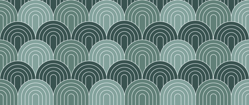 Abstract geometric pattern design background vector. Wallpaper design with geometric shape and white line on green. Modern and trendy illustration perfect for decor, cover, print, banner, interior.